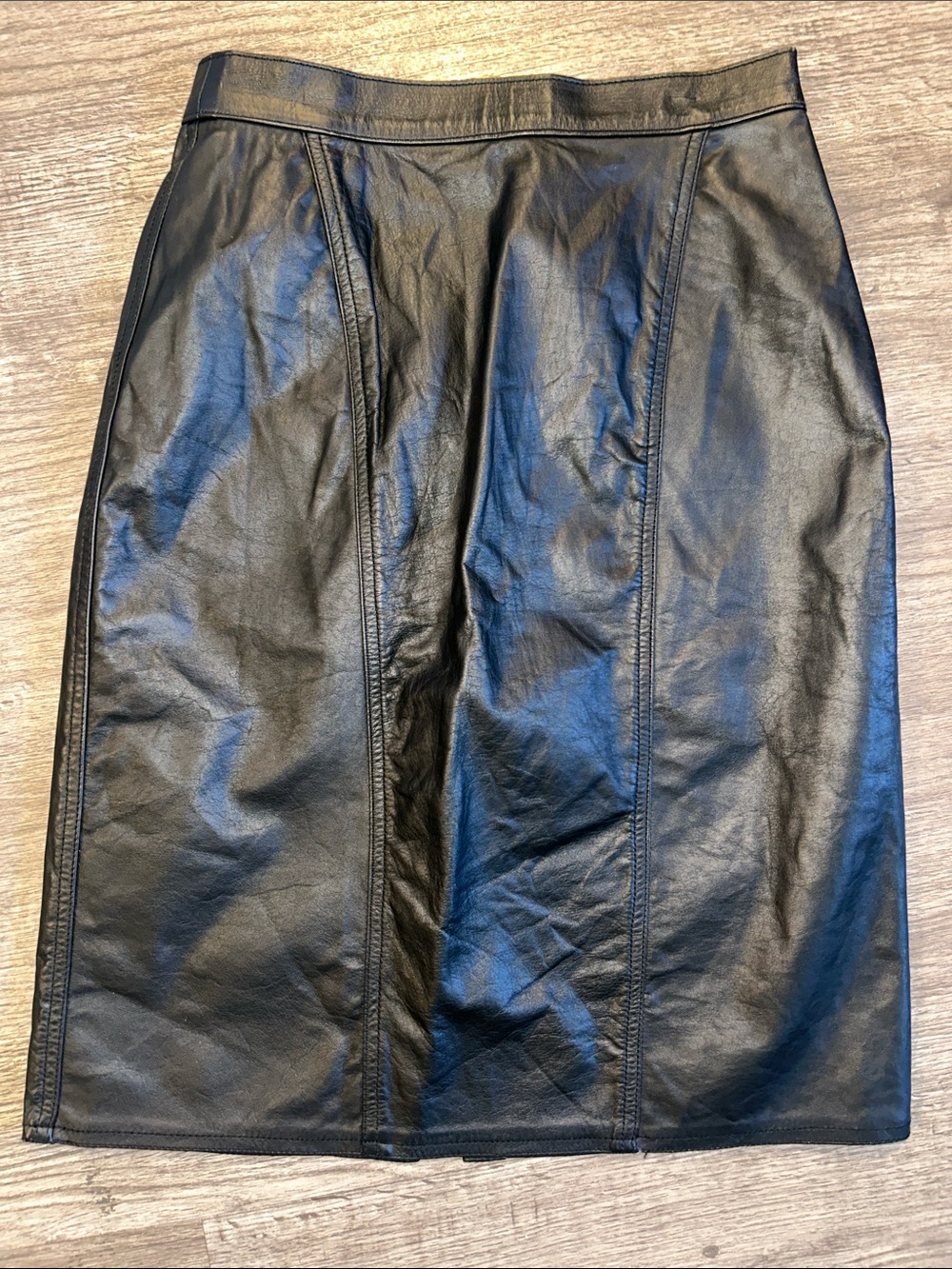 David Benjamin Black Genuine Leather Midi Pencil Skirt Women’s XS US 2
